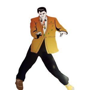 Elvis Presley Pendulum Clock - Swinging Legs Young Elvis Style Gold Jacket